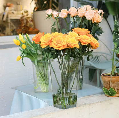 Clear plastic flower pot