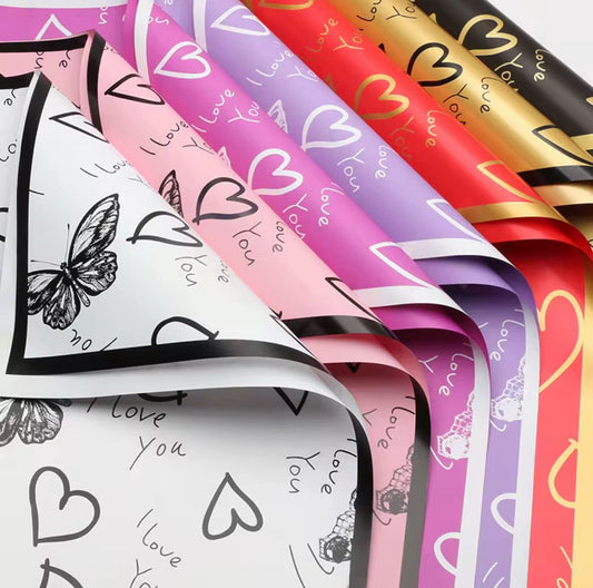 Wrapping Romantic Butterfly Heart Waterproof (20pcs/bag) 56x56cm