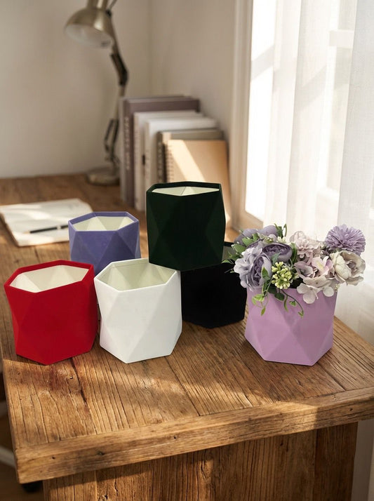 Velvet Hexagonal Flowers Box (16.6X14.6X15CM)