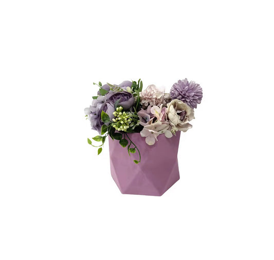 Velvet Hexagonal Flowers Box (16.6X14.6X15CM)