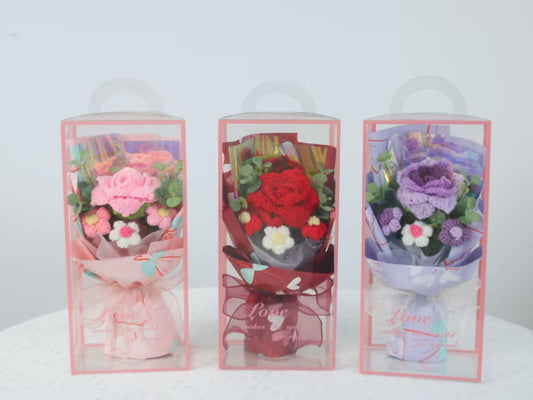 Bouquet Crochet one big single rose (14x10x30cm)