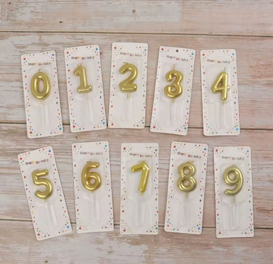 Numbers Candles (0 to 9) gold and silver