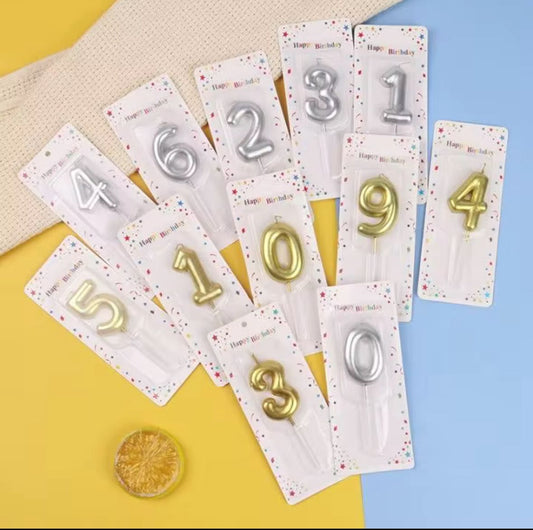 Numbers Candles (0 to 9) gold and silver